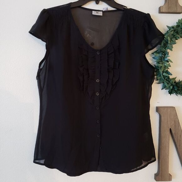 WORGHINGTON Women Ruffle front Blouse L - Picture 1 of 8